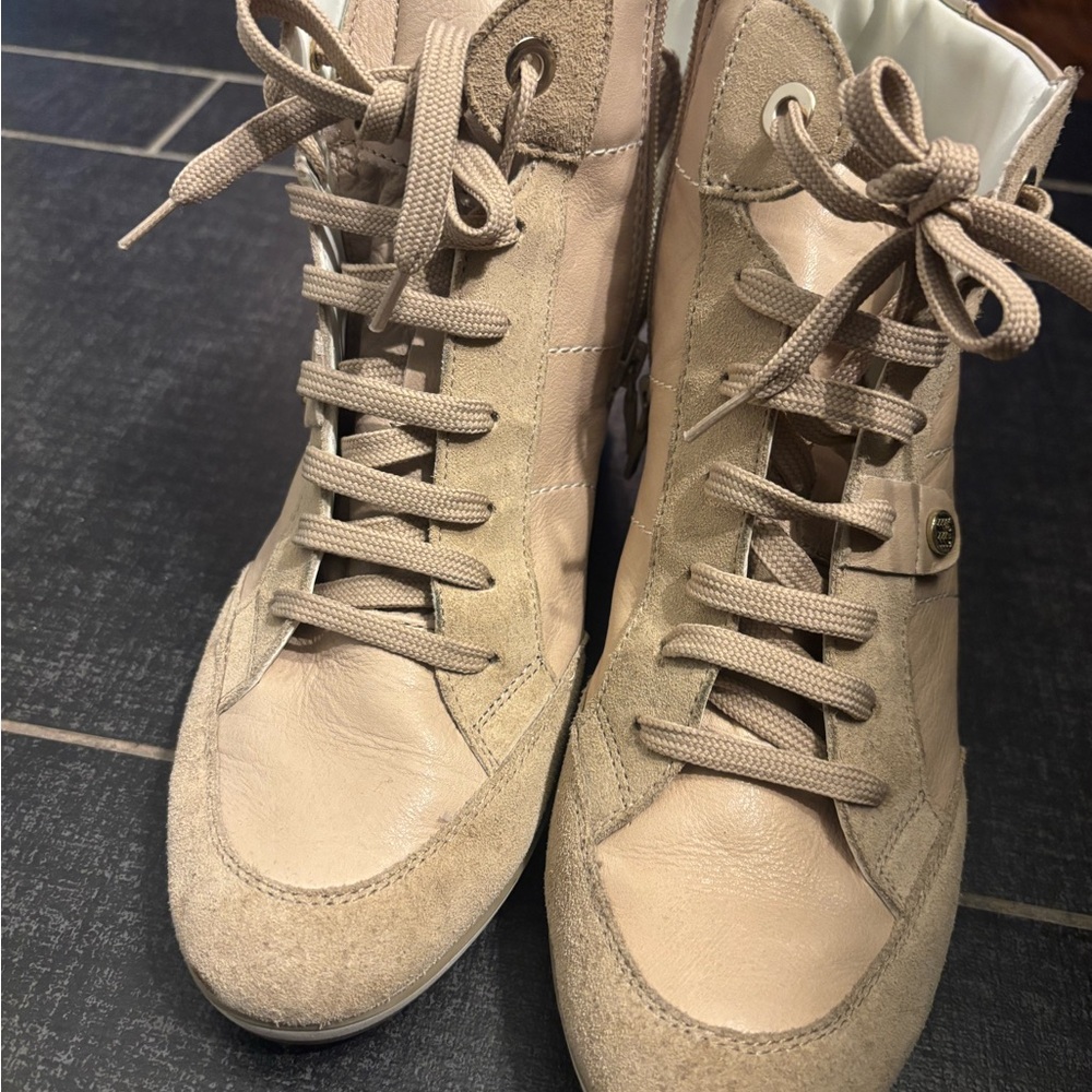 Women's Beige High-Top Sneakers